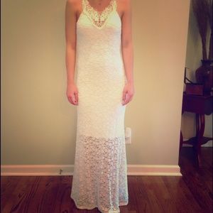 White lace hobo hippie dress