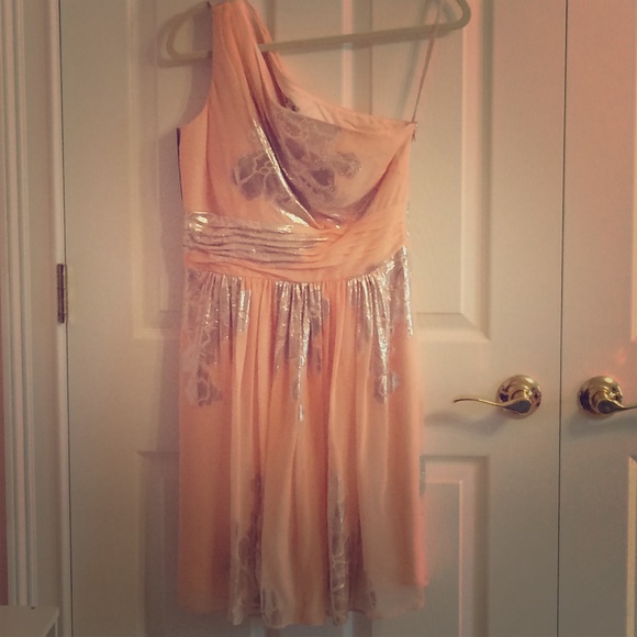 Eliza J blush pink and silver dress