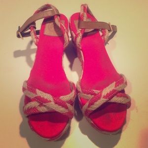 Authentic Red/Tan Tory burch wedges