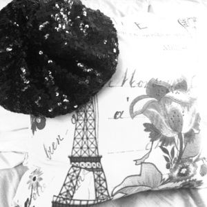 Be'ret french hat black sequins ️je'taime PARIS🗼