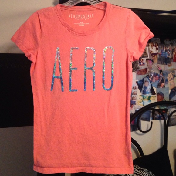 coral orange sequin aero t shirt