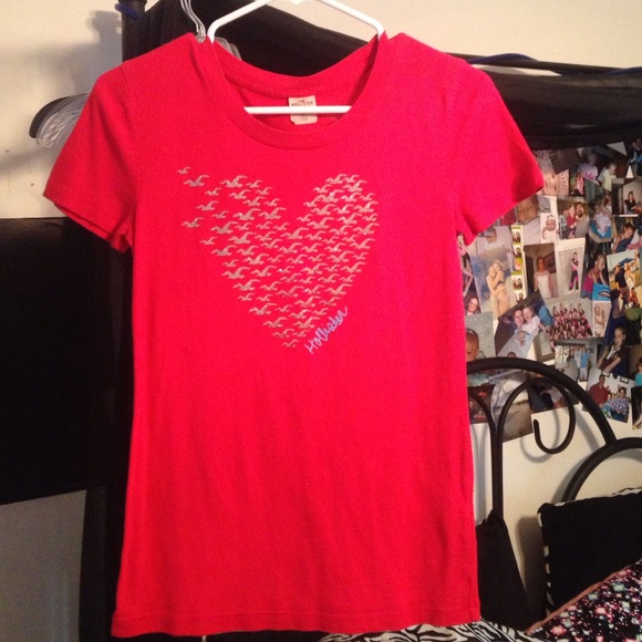 red sparkle hollister t shirt