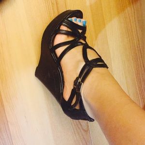 Sexy black wedges
