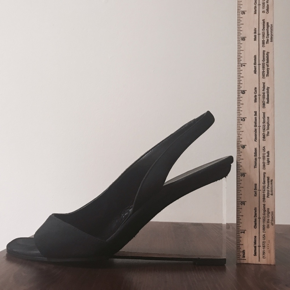 Black lucite heels by Richard Tyler 6.5