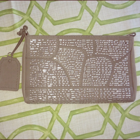Zara grey clutch with silver studs. Strap included