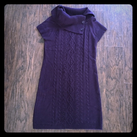 Purple shirt sleeve sweater dress