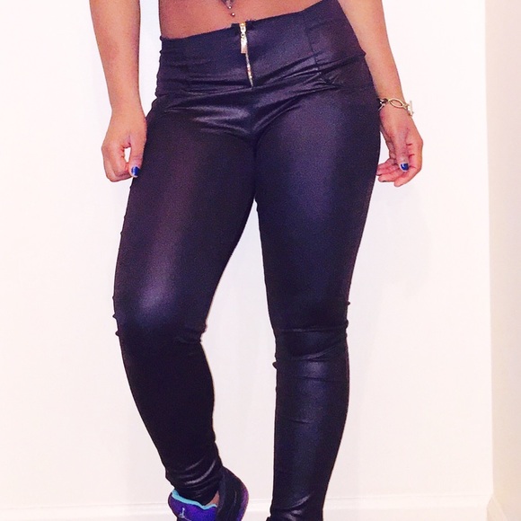 Leather high waist pants