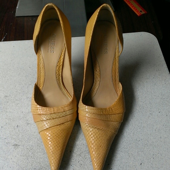 Guess yellow snake skin  heels