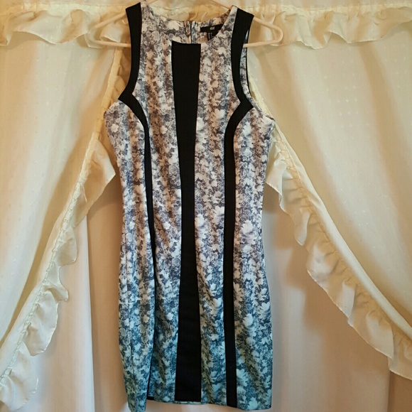 H&M Blue and Gray Gradient Floral Dress
