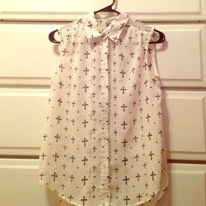 White cross/heart tank top
