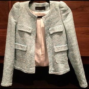 Zara Turquoise Tweed Jacket Size XS