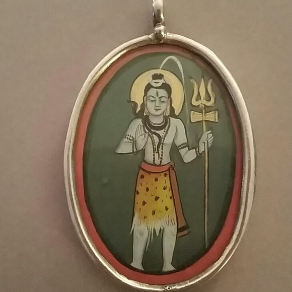 Sterling silver Indian god pendant