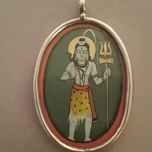 Sterling silver Indian god pendant