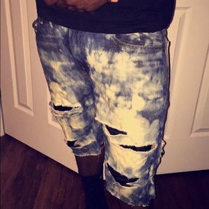 bleached/stone washed jean shorts. (Custom)