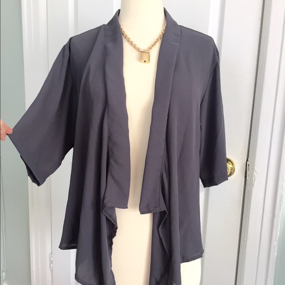 Neutral Grey Blazer Kimono - Picture 2 of 4