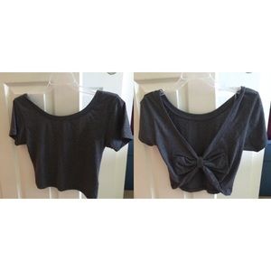 Grey, bow back crop top
