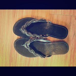 Naughty Monkey black rhinestone flip flop sandals