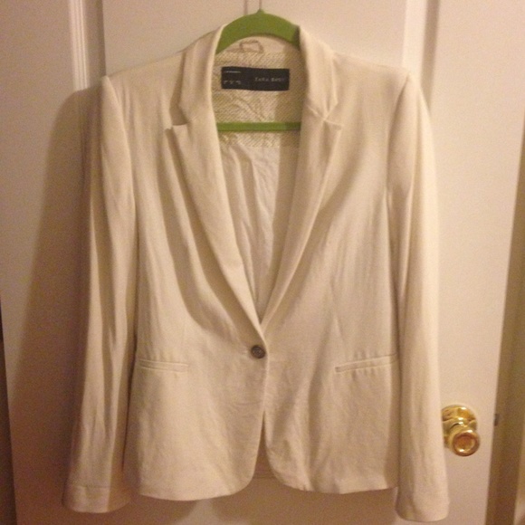 Zara jersey blazer in cream