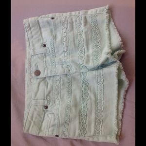 Mint green laced shorts