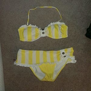 Jessica Simpson Yellow and white striped Swimsuit