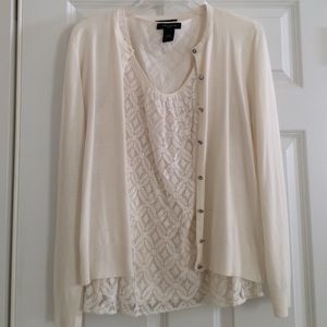 Lovely Sweater and Lace Tank Set