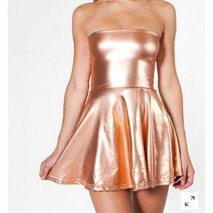 American Apparel gold high waist skater dress XS