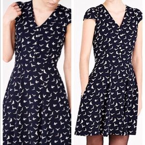 Navy Bird Print Dress by Louche