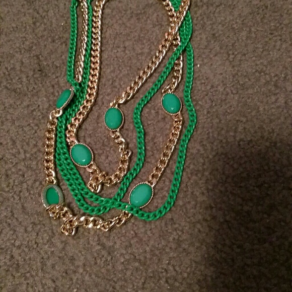 Green and gold statement necklace