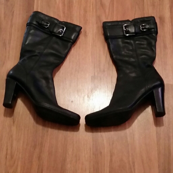 Black leather boots