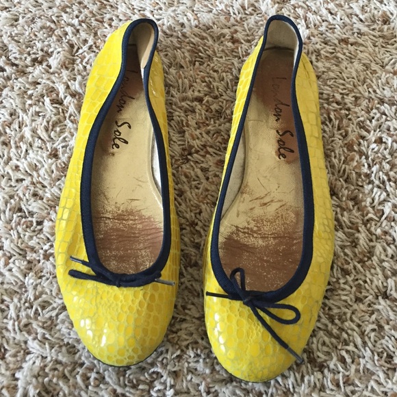London Sole yellow snakeskin ballet flats