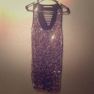 Sequin Open-Back Body Central Dress