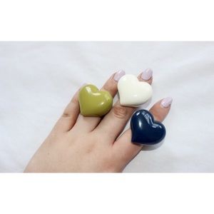 Plastic Heart Rings- set of 3