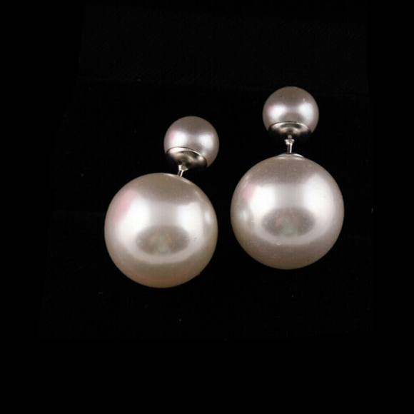 Silver drop ball earrings