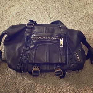 L.A.M.B Black Leather Satchel