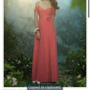 Long vivid pink soft net off the shoulder  gown