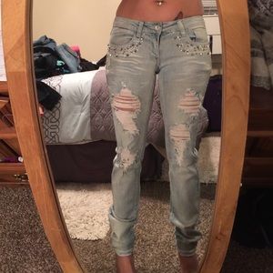 Beautiful Rhinestones and dads jeans