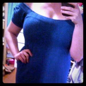 Blue/green off the shoulder dress