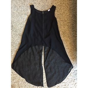 Black sheer high low top