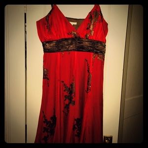 Cute red and brown date or cocktail dress!