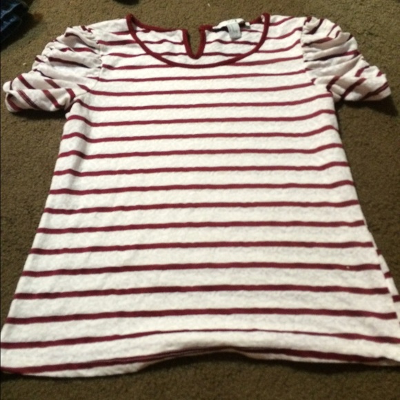 White, Maroon striped shirt