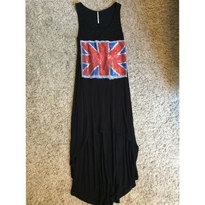 British flag high low dress