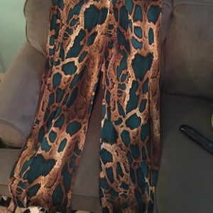 Green reptile palazzo pants 3xl