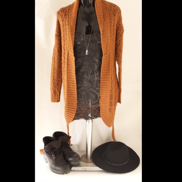 Burnt orange crochet cardigan Size s/m