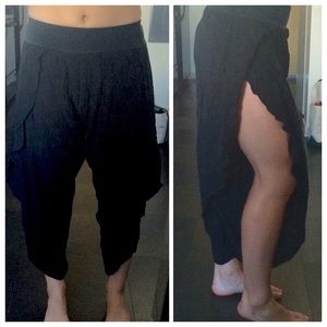 Black waterfall pants