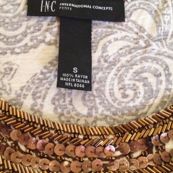 INC Top Beaded Neckline - Picture 3 of 4