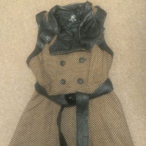 Brown Top with black leather edging and belt