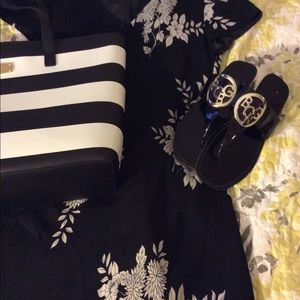 Black dress with white floral pattern