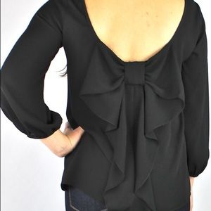 Black bow back blouse