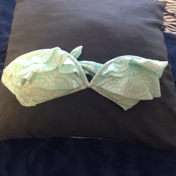 mint and white speckled strapless bikini