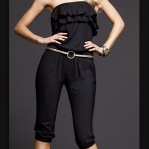 Express black strapless jumpsuit xxs